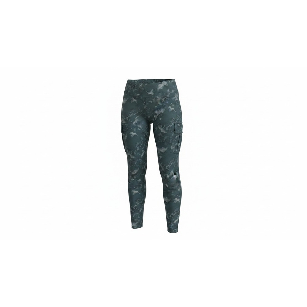 Shosho Cargo Leggings Womens L Teal New Tummy Control Abstract Camo T20L07-4080